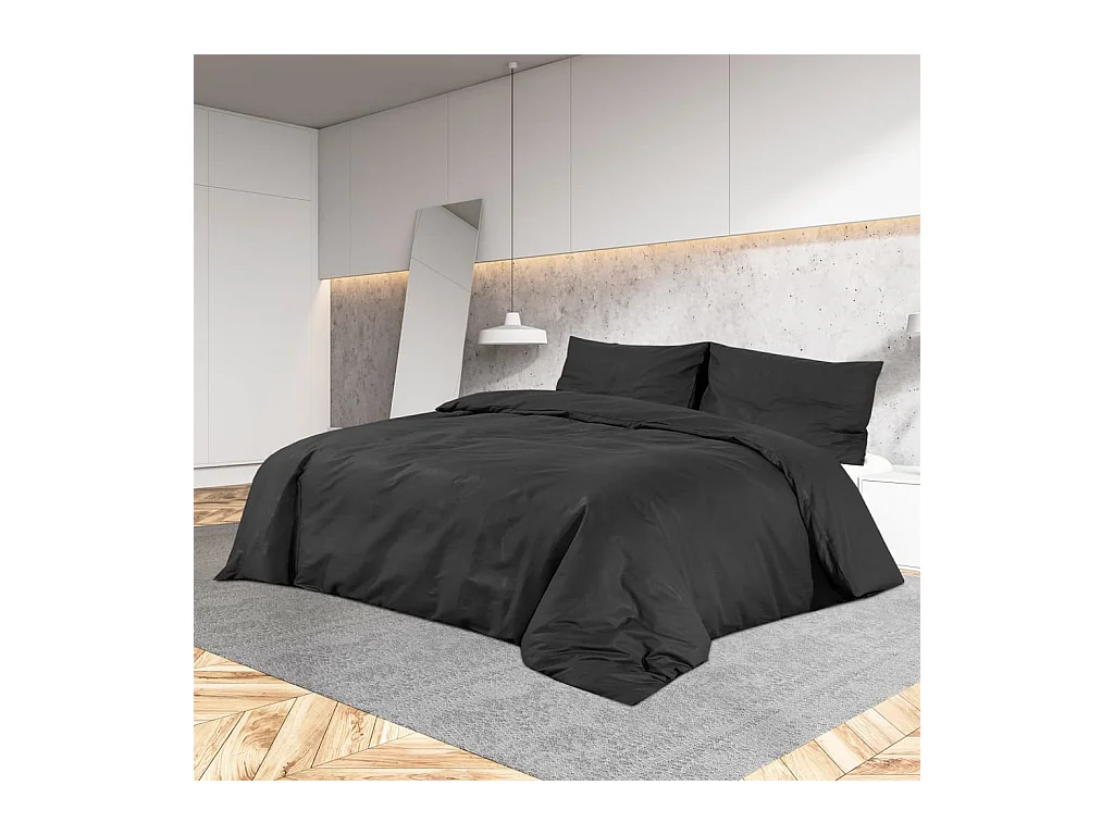 Ensemble de housse de couette Noir 140x200 cm Microfibre légère FR989126