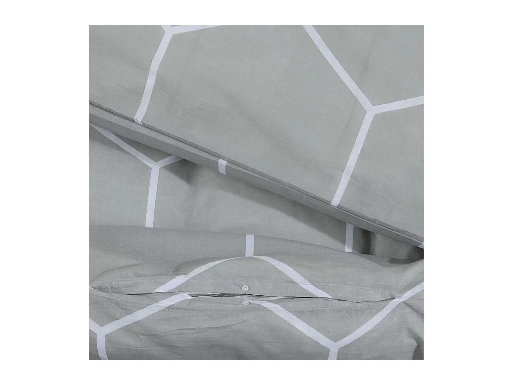 Ensemble de housse de couette Gris 155x220 cm Coton FR730126