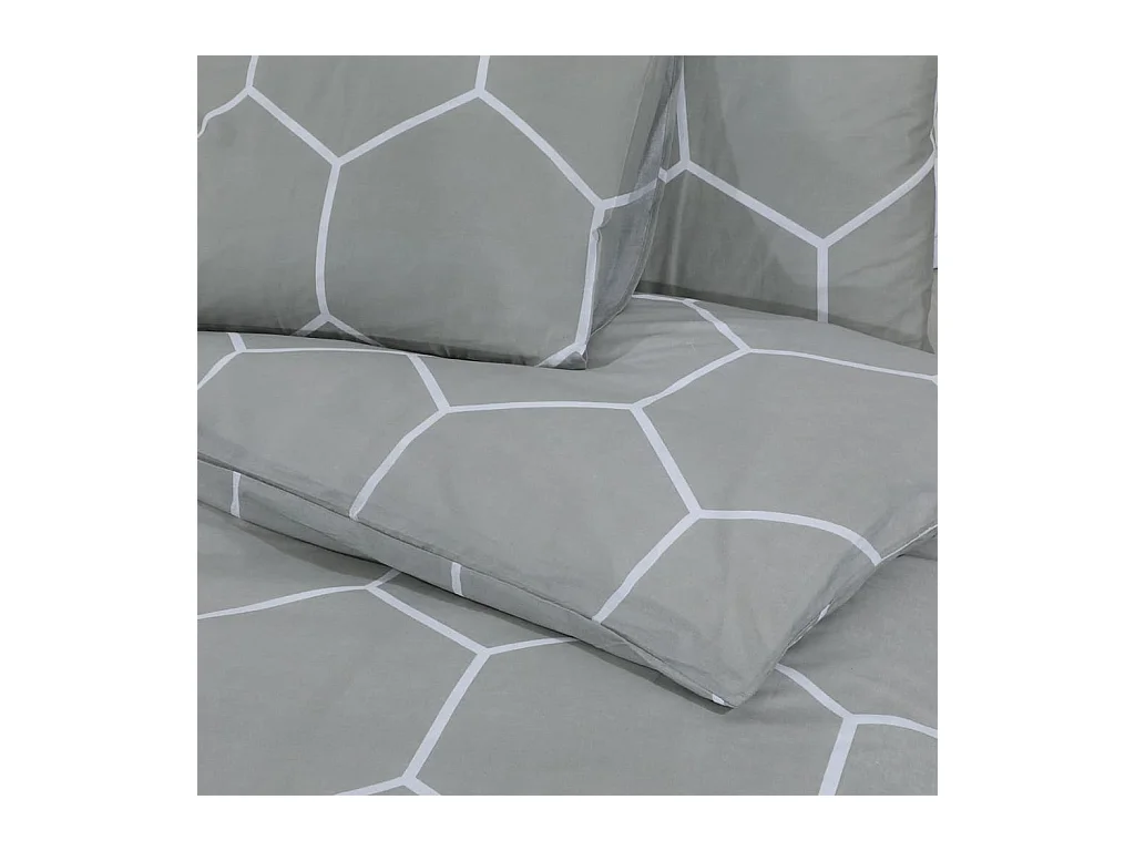 Ensemble de housse de couette Gris 155x220 cm Coton FR730126