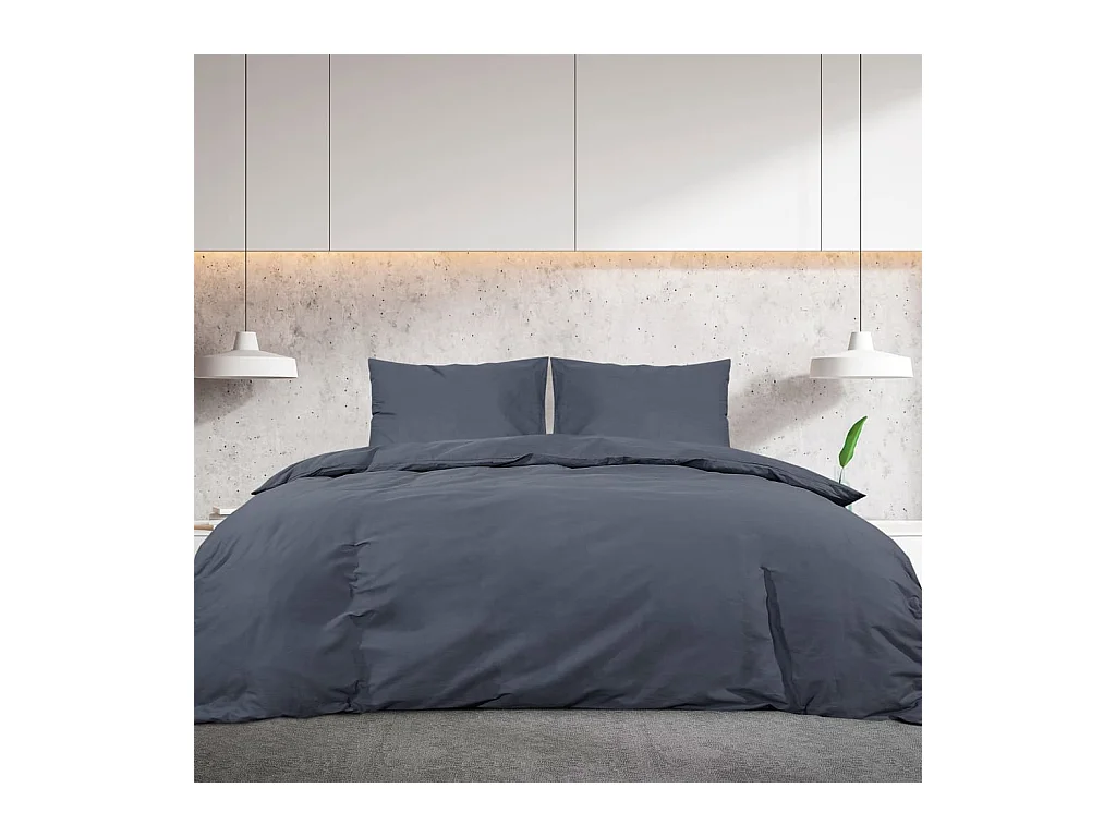 Ensemble de housse de couette Anthracite 200x200 cm Coton FR653985