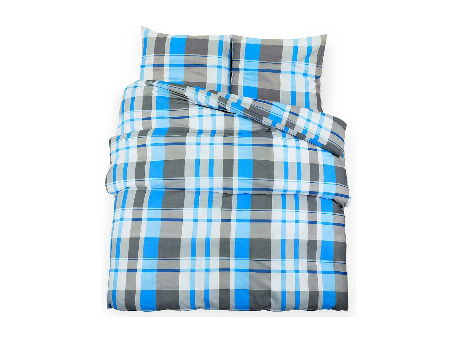 Ensemble de housse de couette Bleu et gris 135x200 cm Coton FR738692