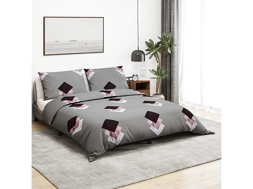 Ensemble de housse de couette Gris 200x220 cm Coton FR431741