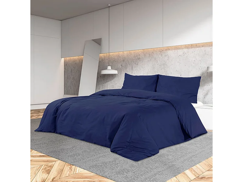 Conjunto capa de edredão 135x200cm microfibra leve azul marinho PT207007