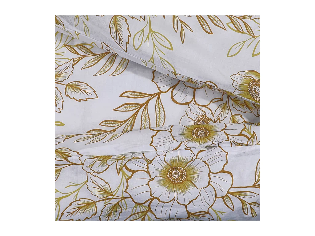 Juego de funda nórdica algodón blanco y marrón 260x220 cm ES931818