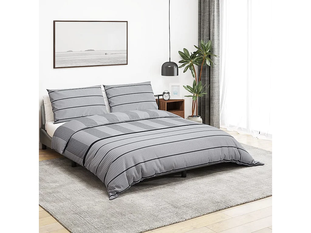 Ensemble de housse de couette Gris 260x240 cm Coton FR975506