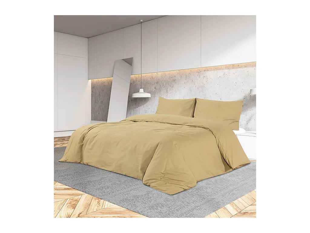 Ensemble de housse de couette Taupe 135x200 cm Coton FR427073