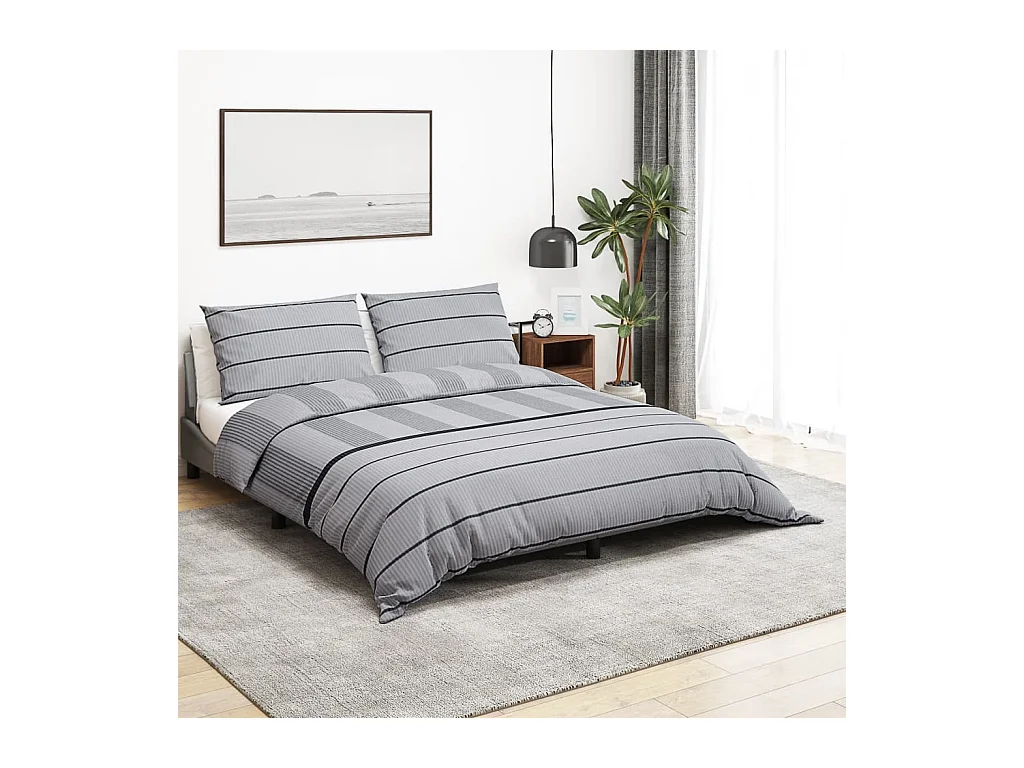 Ensemble de housse de couette Gris 225x220 cm Coton FR597822