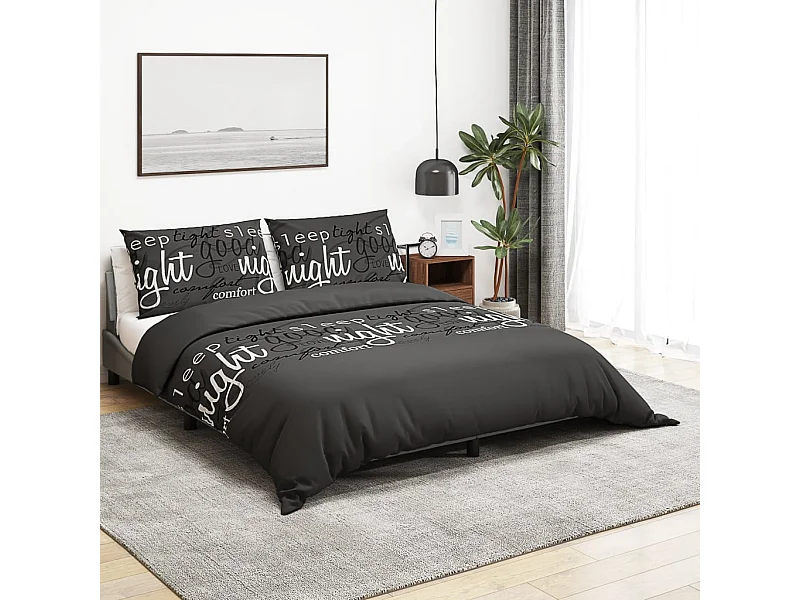 Juego de funda nórdica algodón negro 260x220 cm ES421498