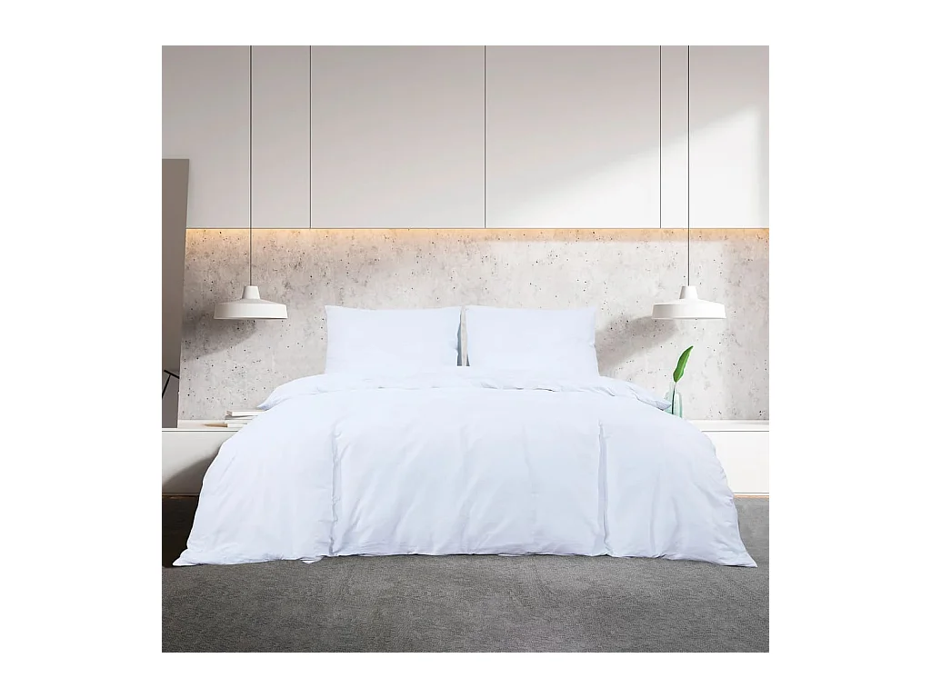 Ensemble de housse de couette Blanc 200x200 cm Microfibre FR308325