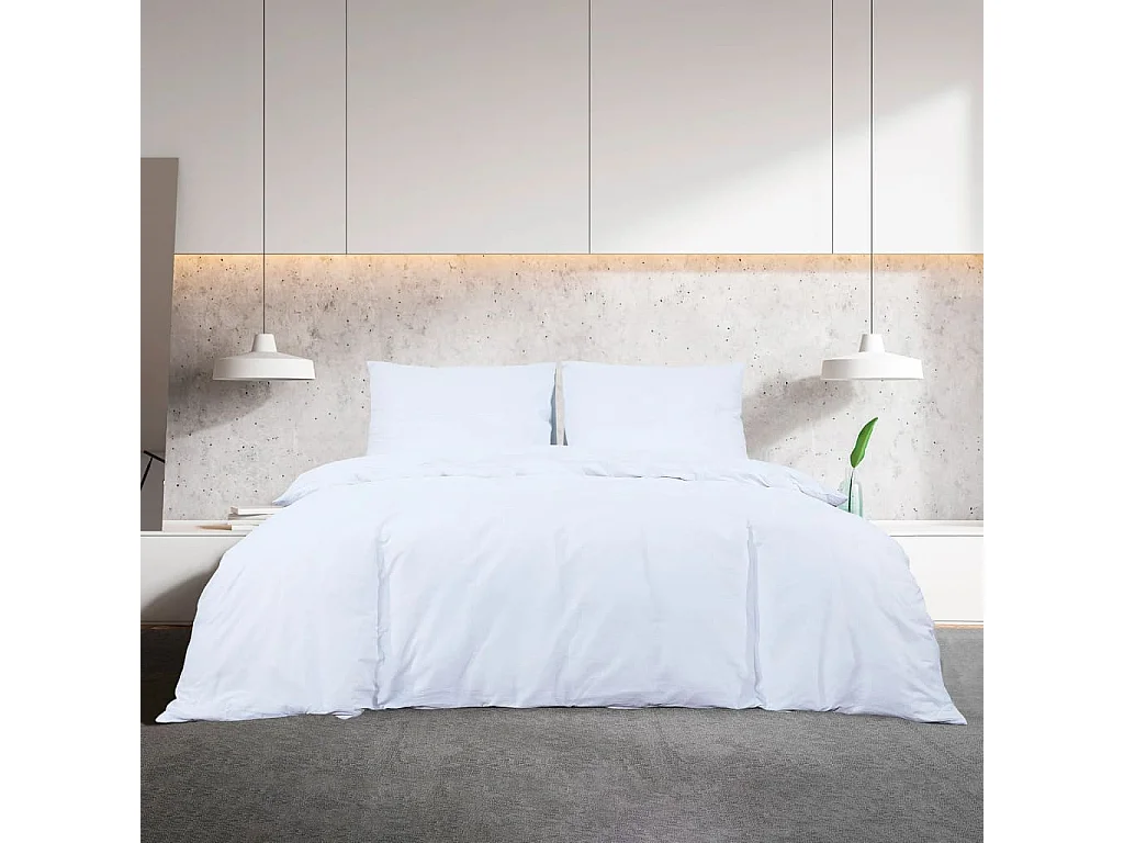 Ensemble de housse de couette Blanc 200x200 cm Microfibre FR308325