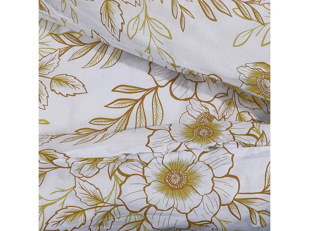 Ensemble de housse de couette blanc et marron 200x200 cm Coton FR912146