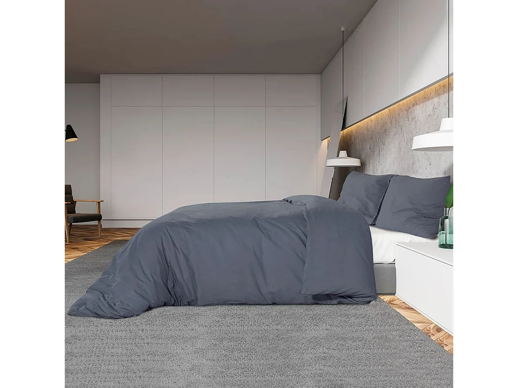 Ensemble de housse de couette Anthracite 200x220 cm Coton FR652243
