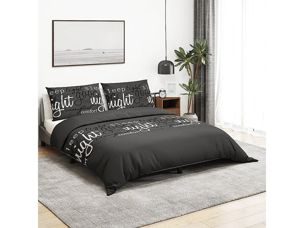 Dekbedovertrekset 200x200 cm katoen zwart BE689953