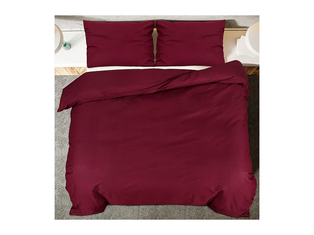 Ensemble de housse de couette Bordeaux 220x240 cm Coton FR585717