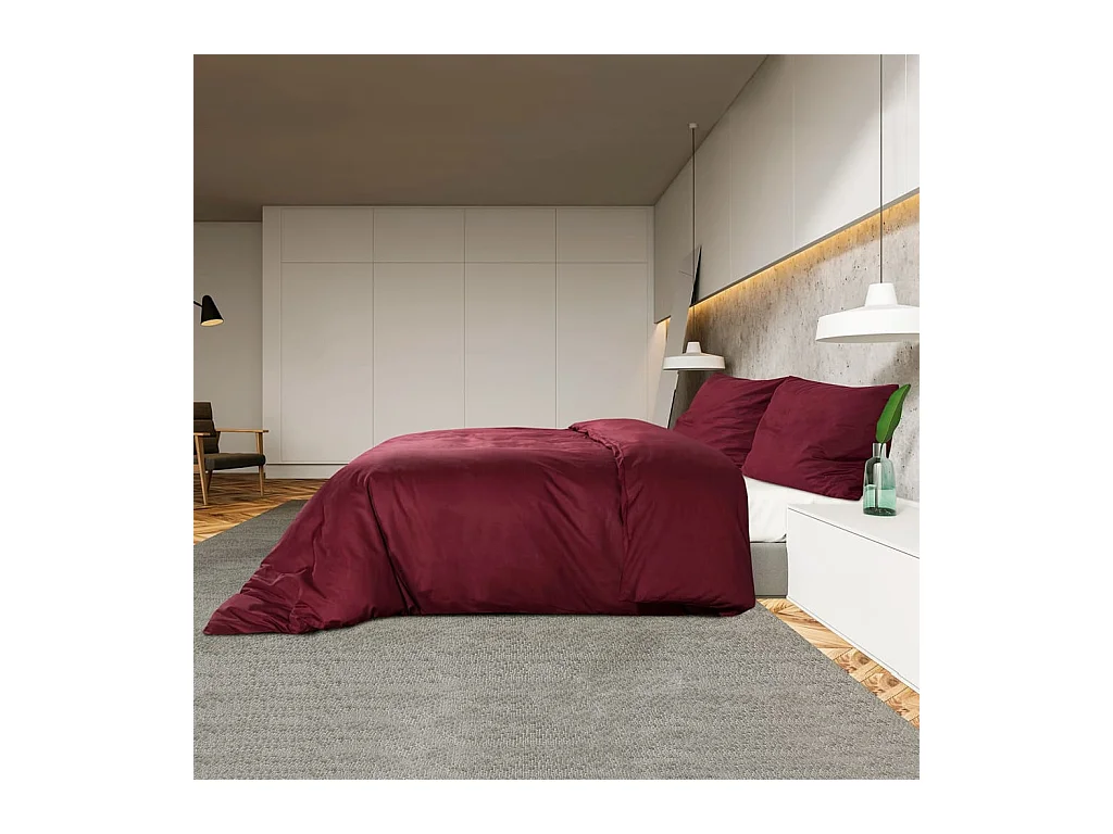 Ensemble de housse de couette Bordeaux 220x240 cm Coton FR585717