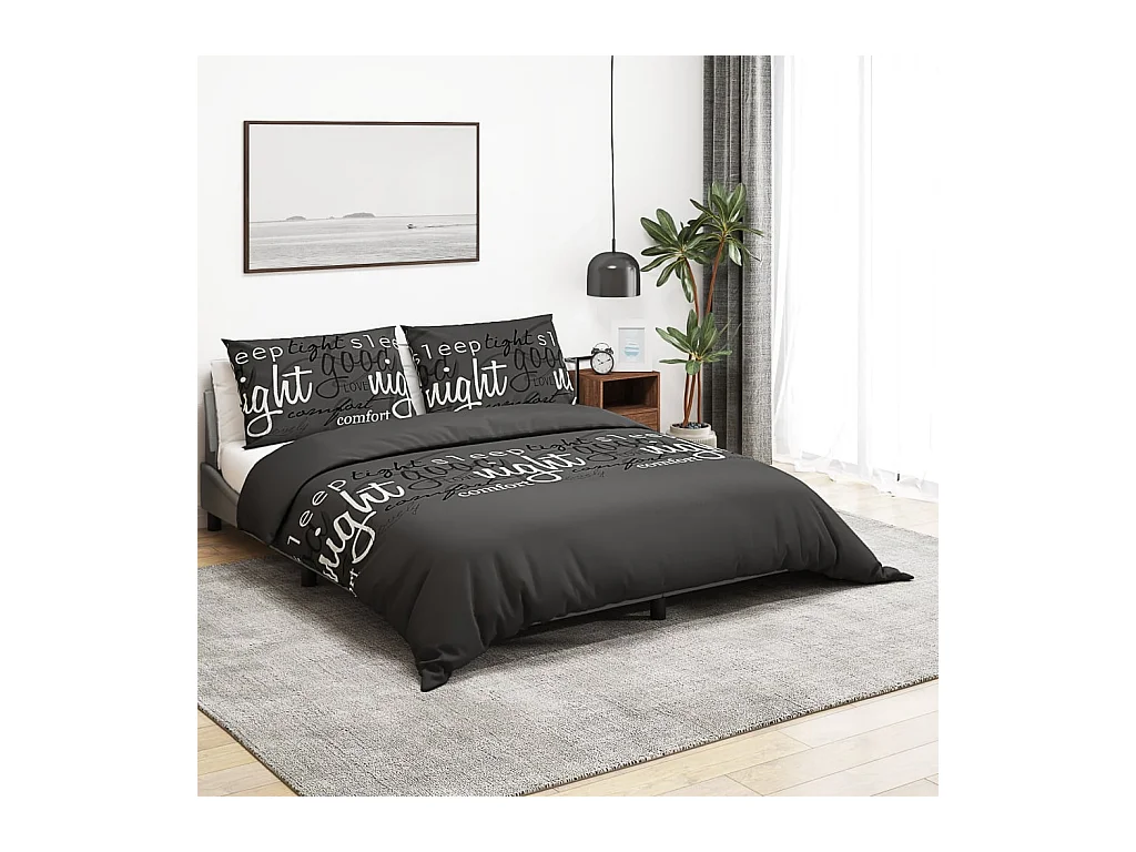Ensemble de housse de couette Noir 140x200 cm Coton FR235255