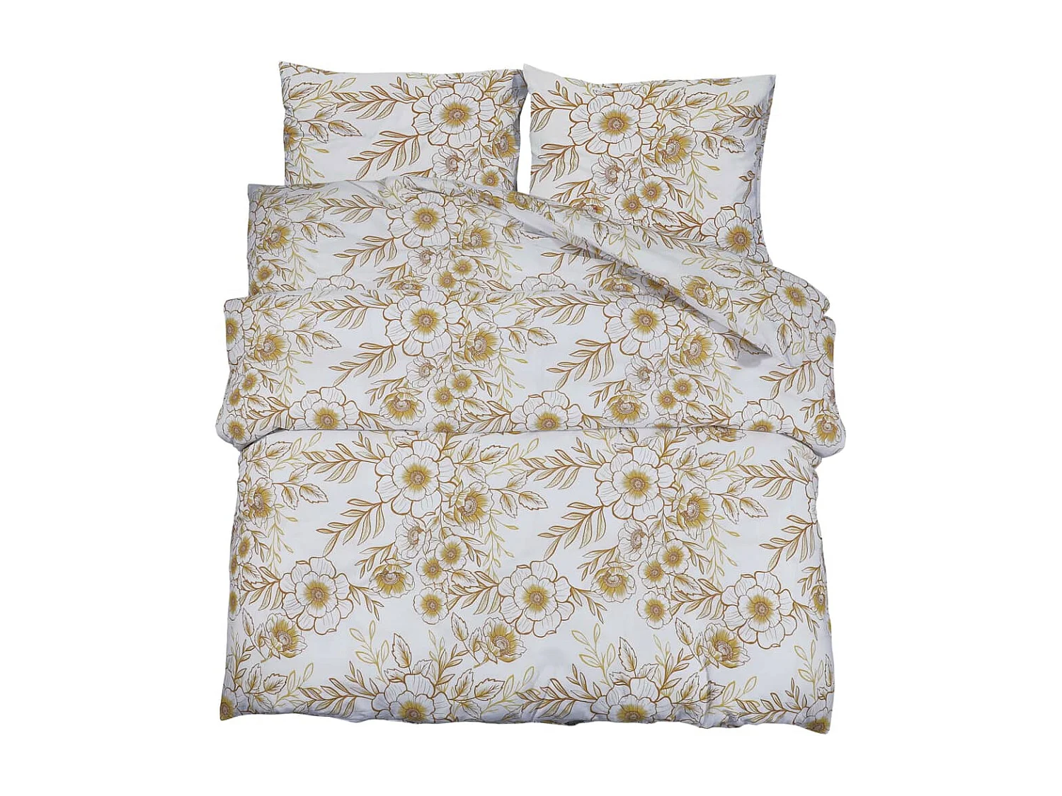 Ensemble de housse de couette blanc et marron 155x220 cm Coton FR650431