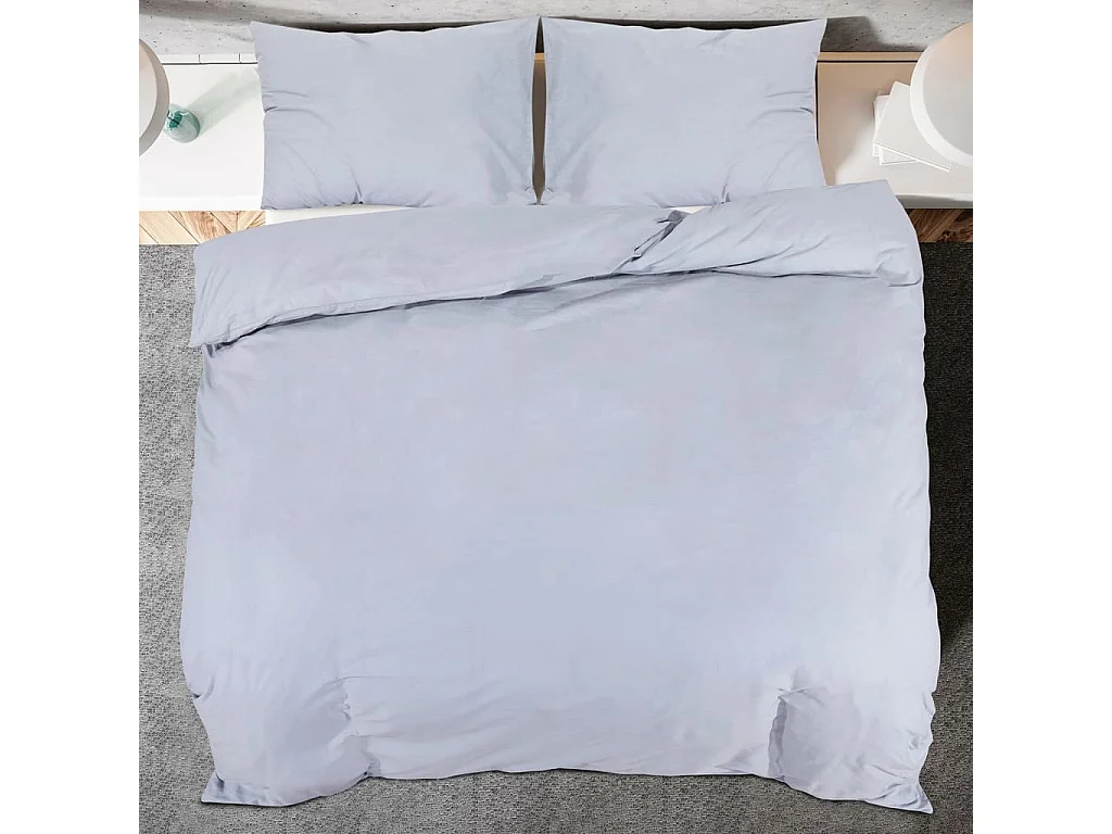 Ensemble de housse de couette Gris 240x220 cm Microfibre légère FR334847