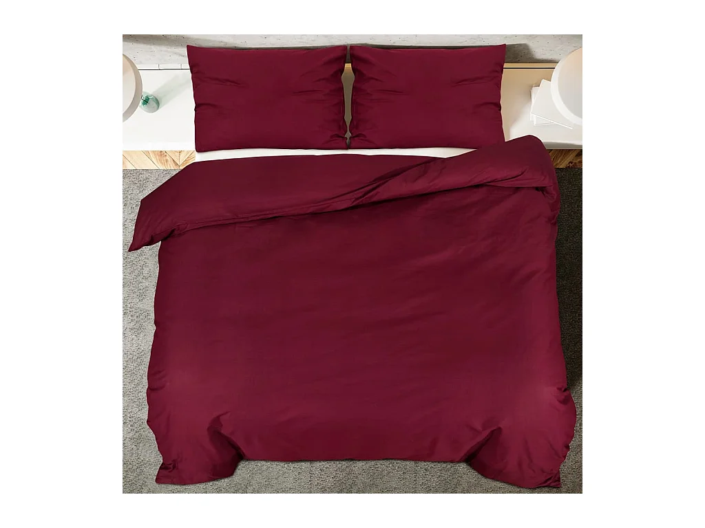 Ensemble de housse de couette Bordeaux 240x220 cm Coton FR920147