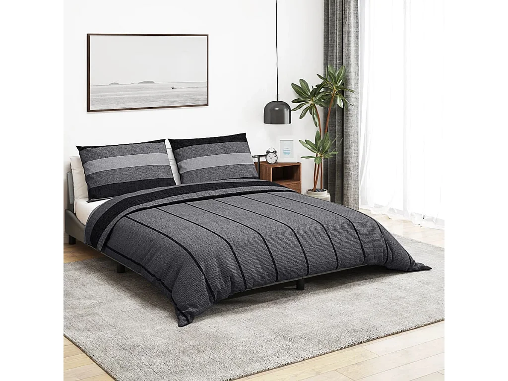 Ensemble de housse de couette gris foncé 140x200 cm Coton FR410542