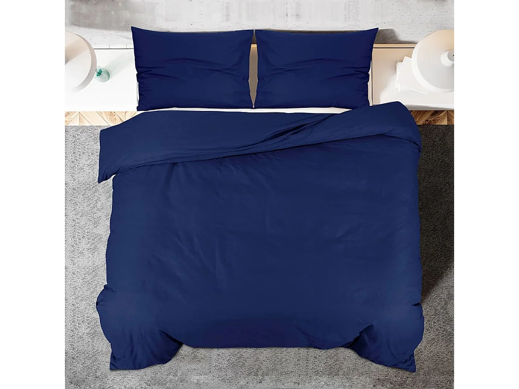 Ensemble de housse de couette Bleu marine 135x200 cm Coton FR535493