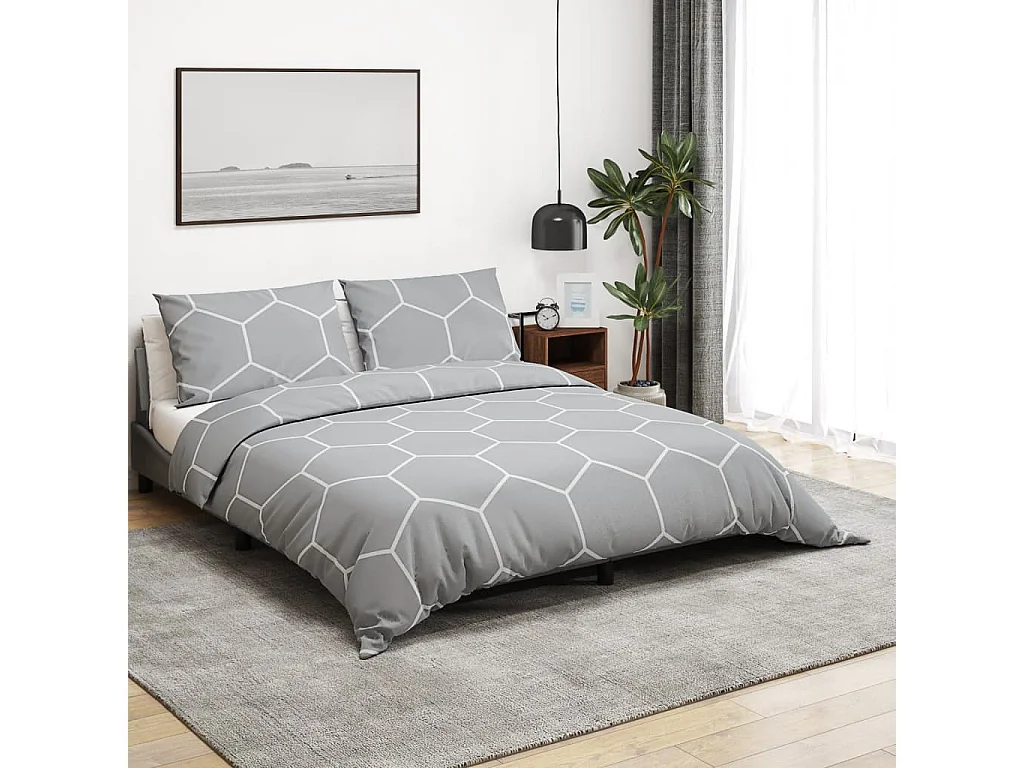 Ensemble de housse de couette Gris 240x220 cm Coton FR661210