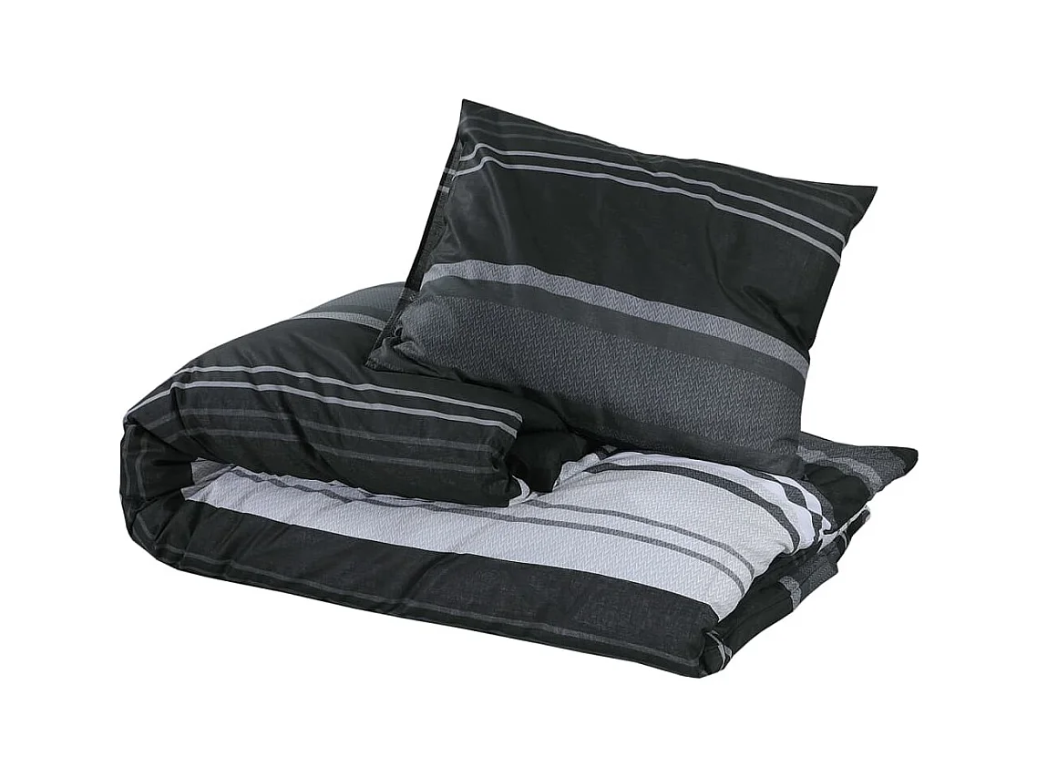 Juego de funda nórdica algodón negro y blanco 200x220 cm ES497891