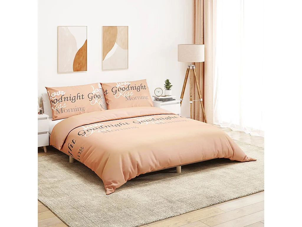 Ensemble de housse de couette rose 140x200 cm Coton FR474021