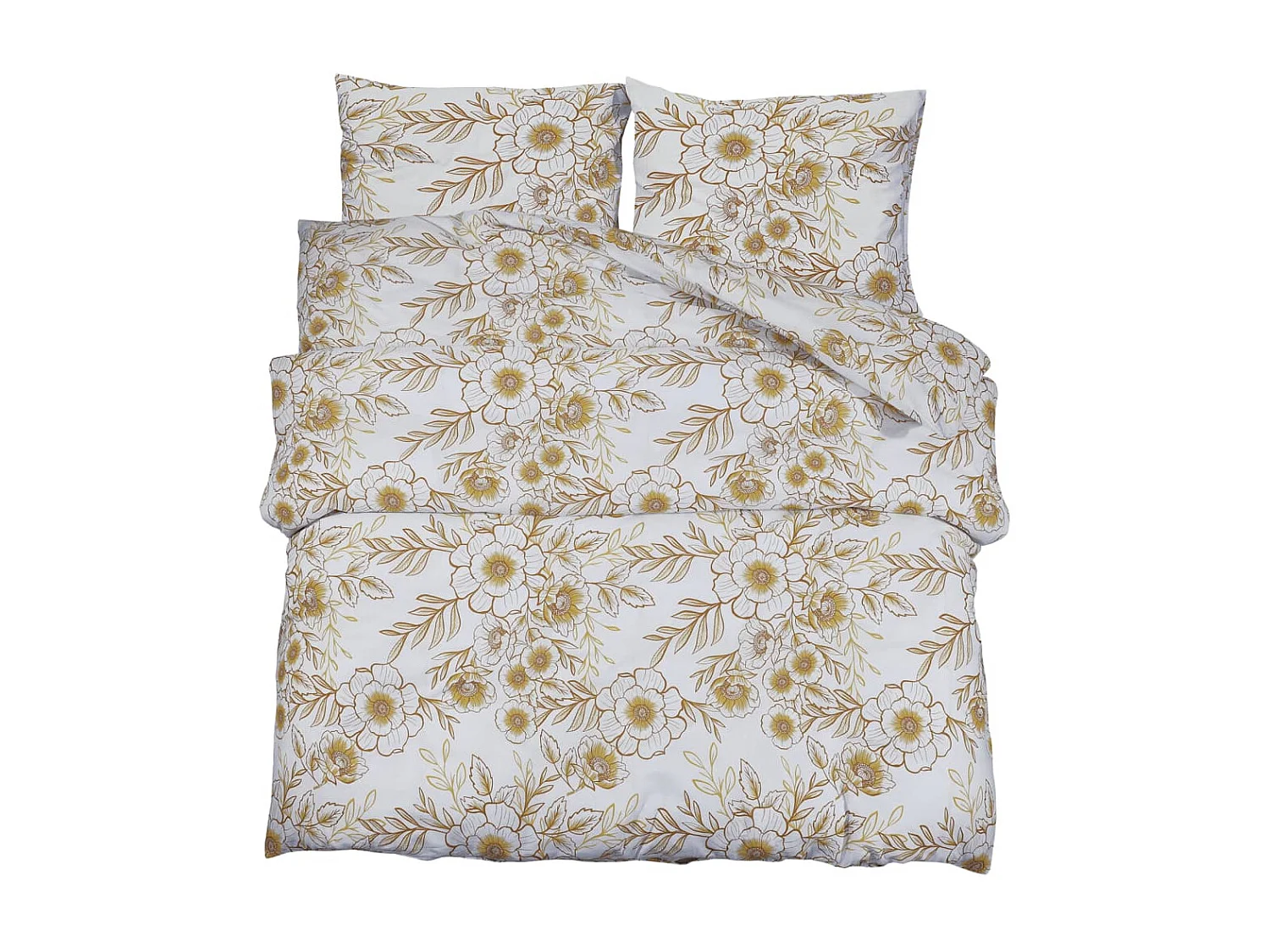 Ensemble de housse de couette blanc et marron 200x220 cm Coton FR943625