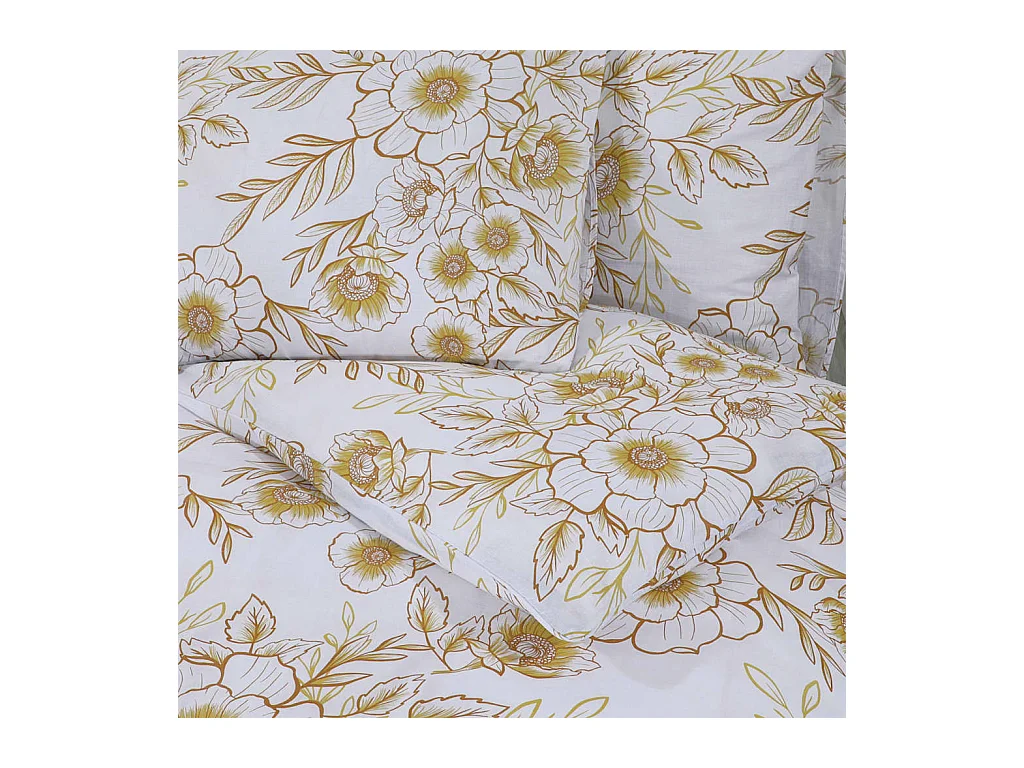 Juego de funda nórdica algodón blanco y marrón 200x220 cm ES261996