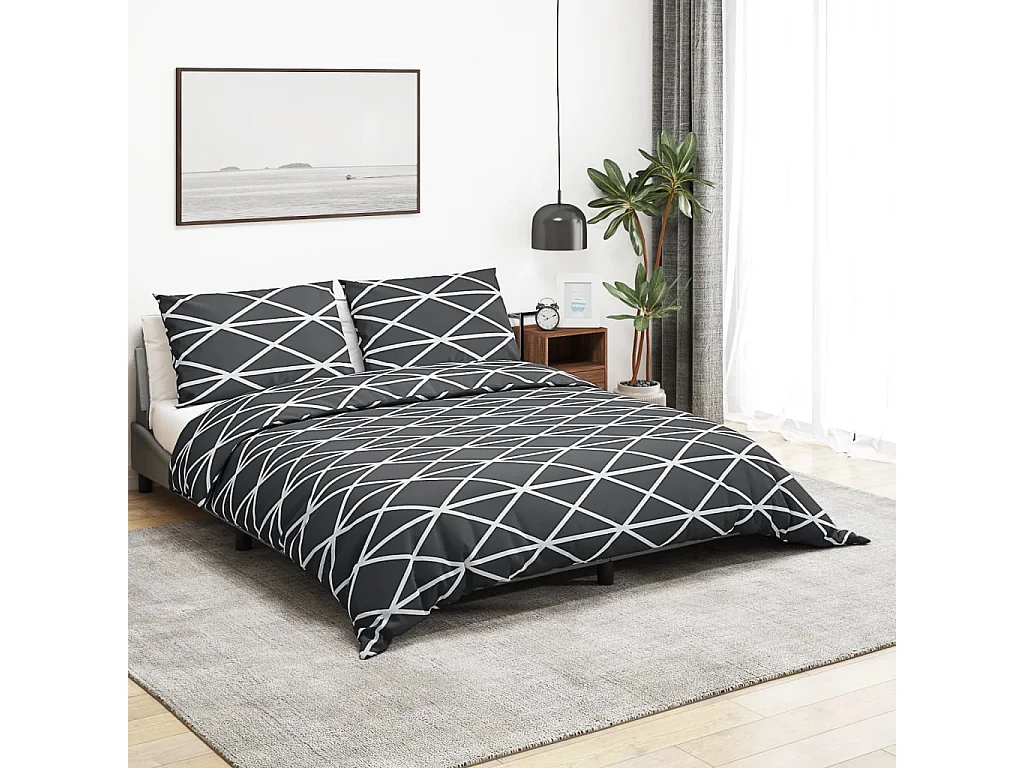 Ensemble de housse de couette Gris 225x220 cm Coton FR826128