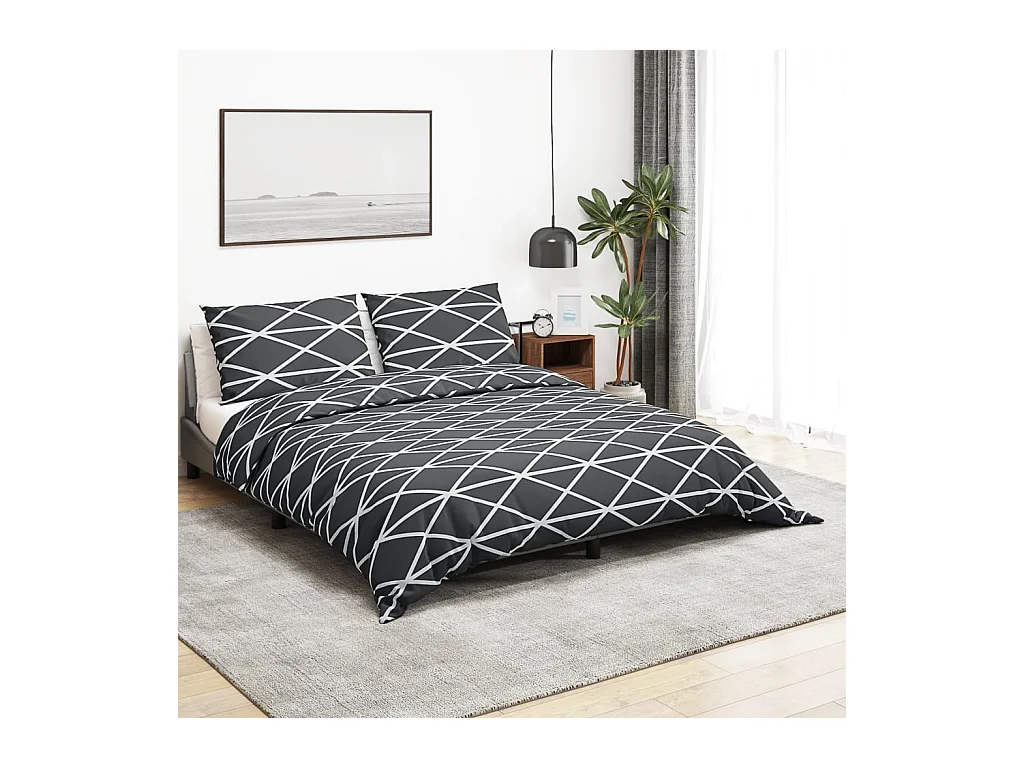 Ensemble de housse de couette Gris 225x220 cm Coton FR826128
