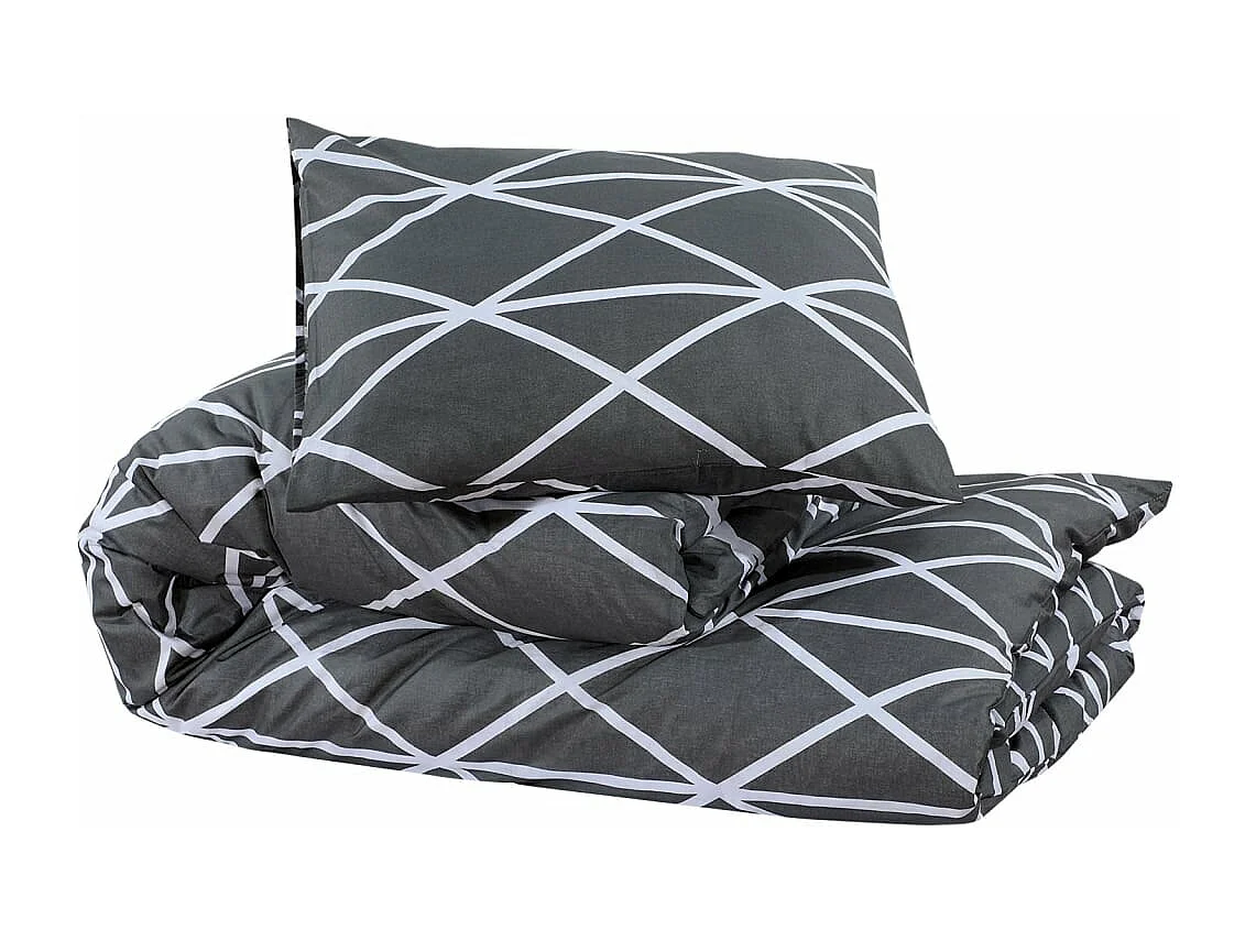 Ensemble de housse de couette Gris 200x200 cm Coton FR567134