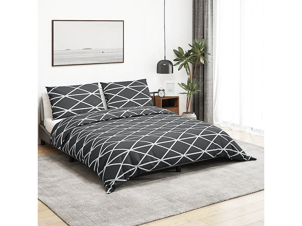 Ensemble de housse de couette Gris 200x200 cm Coton FR567134