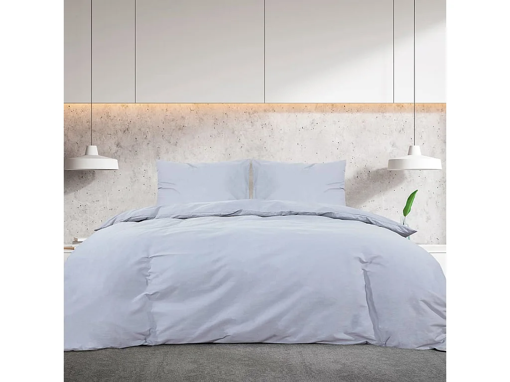 Juego de funda nórdica microfibra ligera gris 140x200 cm ES771985