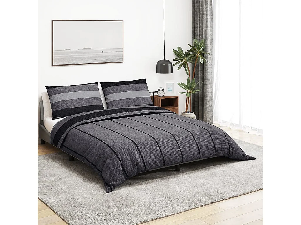 Ensemble de housse de couette gris foncé 200x200 cm Coton FR212314