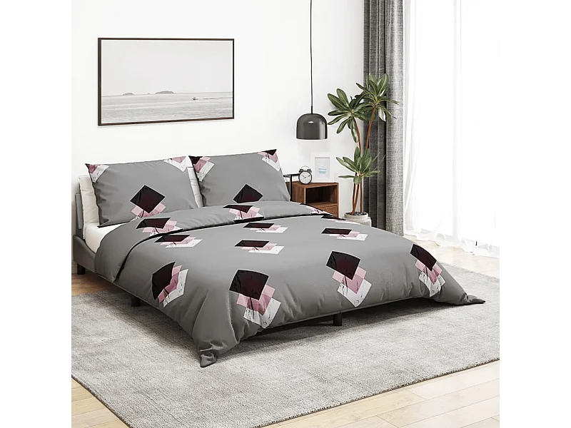 Ensemble de housse de couette Gris 260x240 cm Coton FR480259