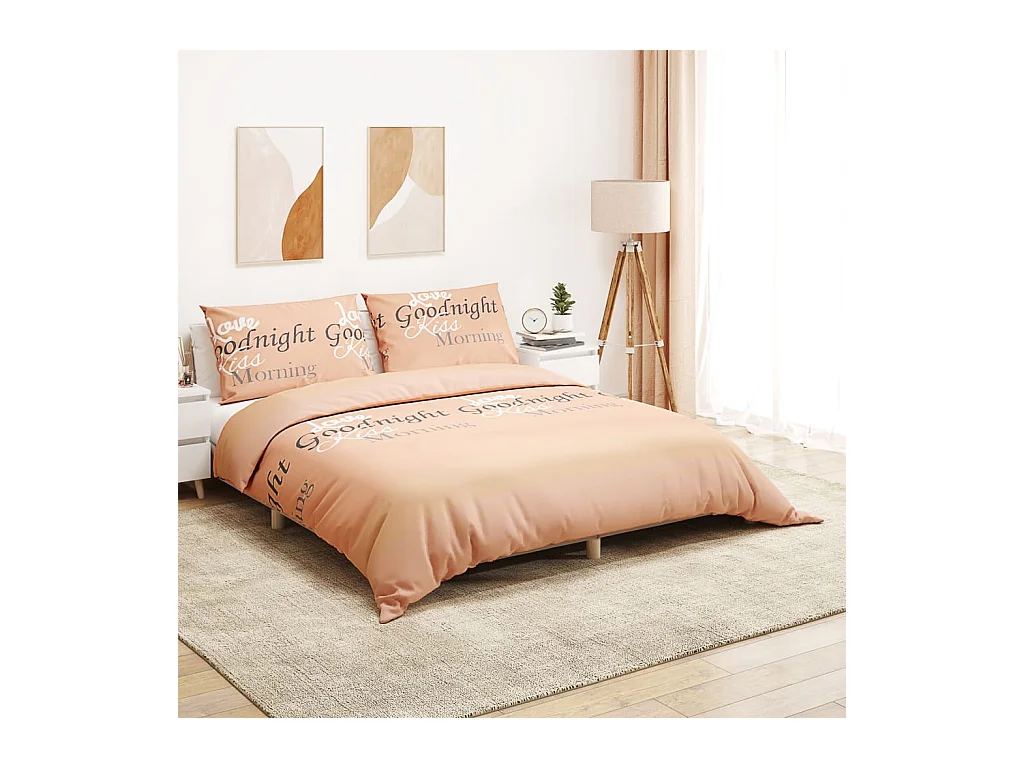 Ensemble de housse de couette rose 155x220 cm Coton FR655791