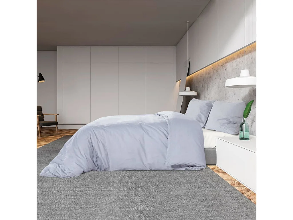 Ensemble de housse de couette Gris 200x200 cm Microfibre légère FR270229