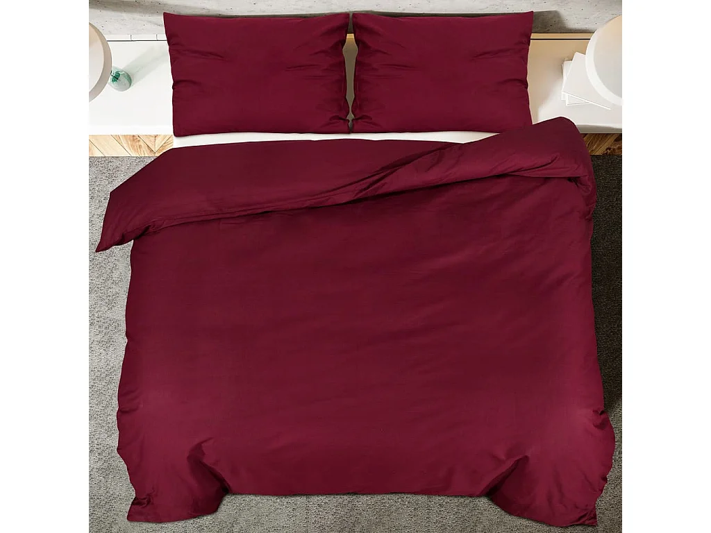 Ensemble de housse de couette Bordeaux 220x240 cm Microfibre FR672687