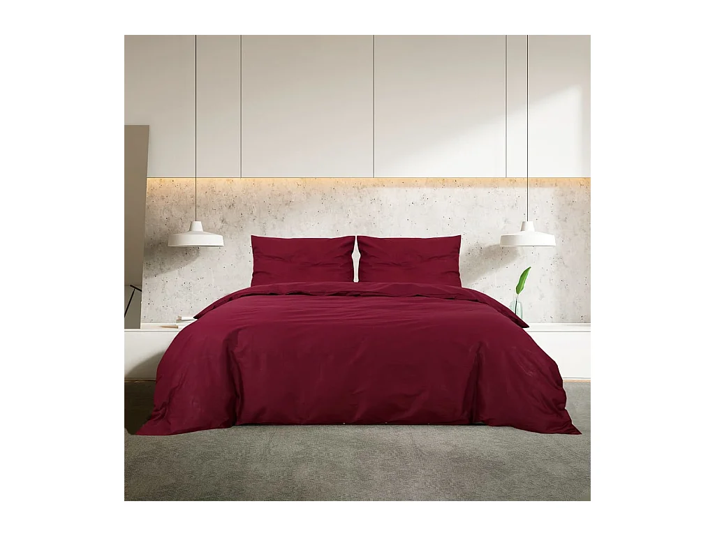 Ensemble de housse de couette Bordeaux 200x200 cm Microfibre FR987614