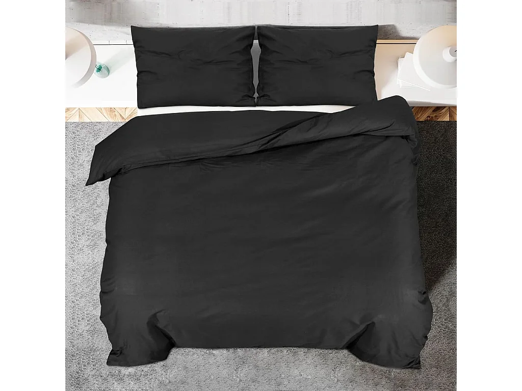 Ensemble de housse de couette Noir 135x200 cm Coton FR715685