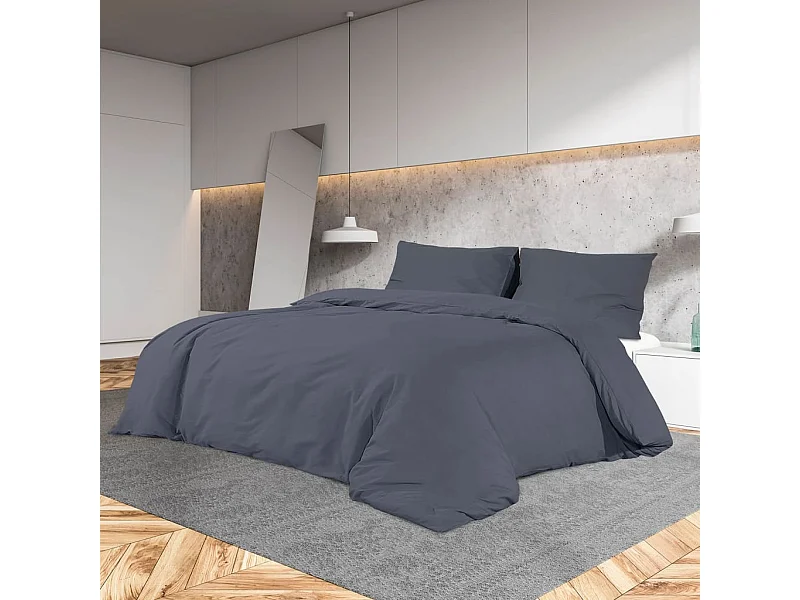Juego de funda nórdica algodón gris antracita 225x220 cm ES349900