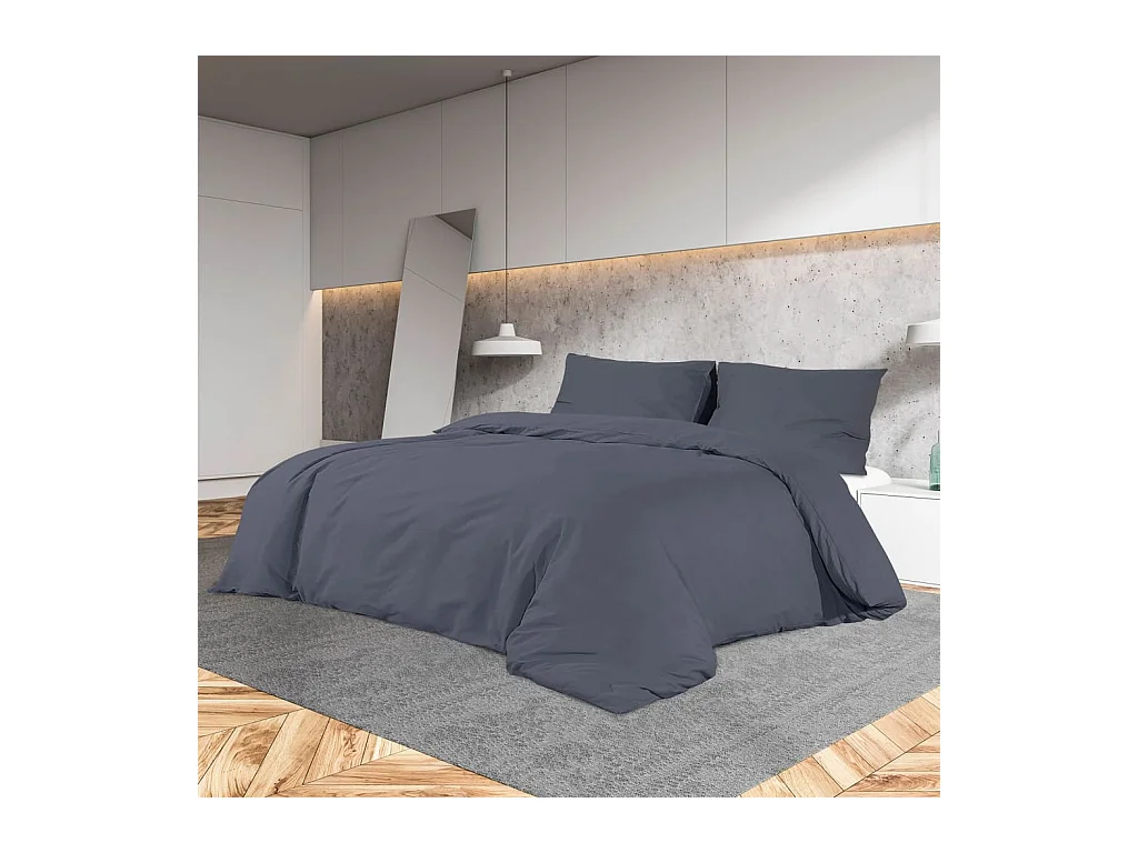 Ensemble de housse de couette Anthracite 225x220 cm Coton FR131810