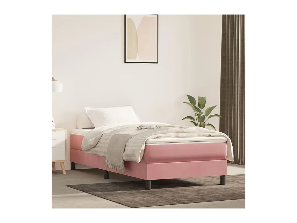 Matelas de lit à ressorts ensachés Rose 90x190x20 cm Velours FR50409