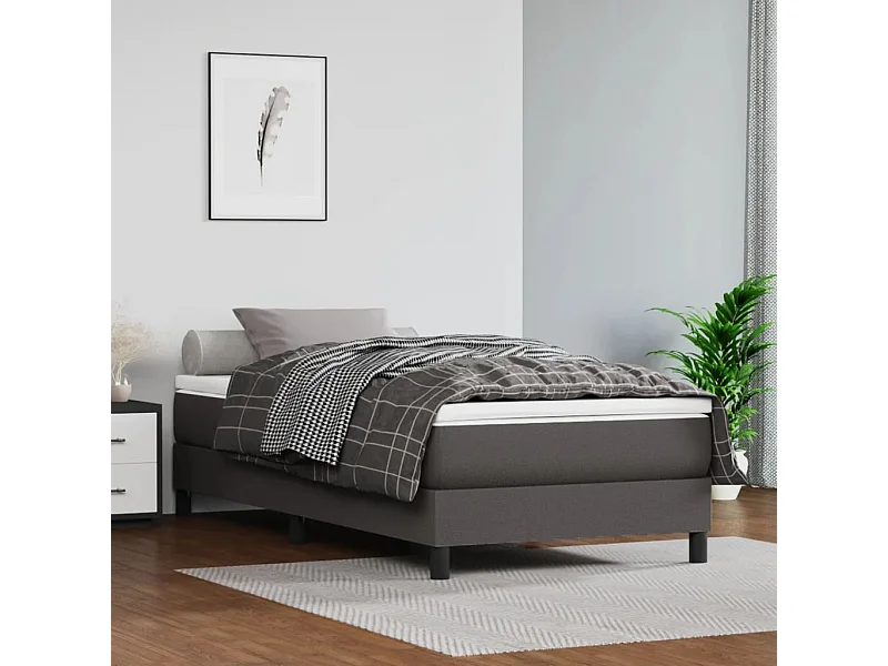 Matelas de lit à ressorts ensachés Gris 100x200x20cm Similicuir FR46019