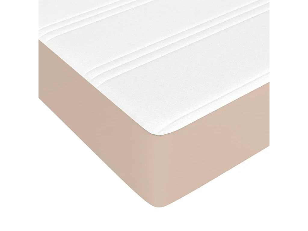 Pocketveringmatras 180x200x20 cm kunstleer cappuccinokleurig BE350900