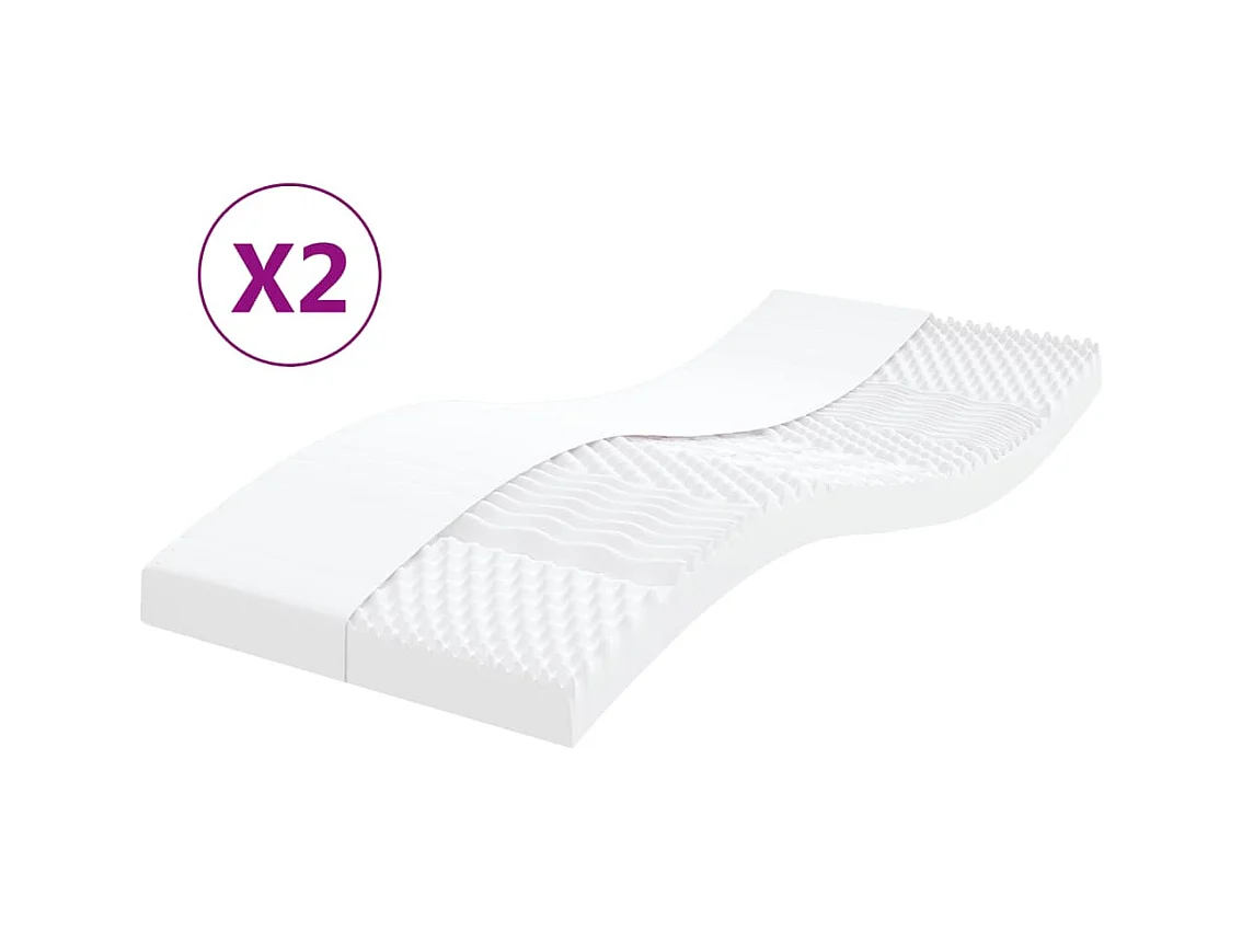 Colchones de espuma 2 uds 7 zonas dureza 20ILD blanco 90x200 cm ES278483