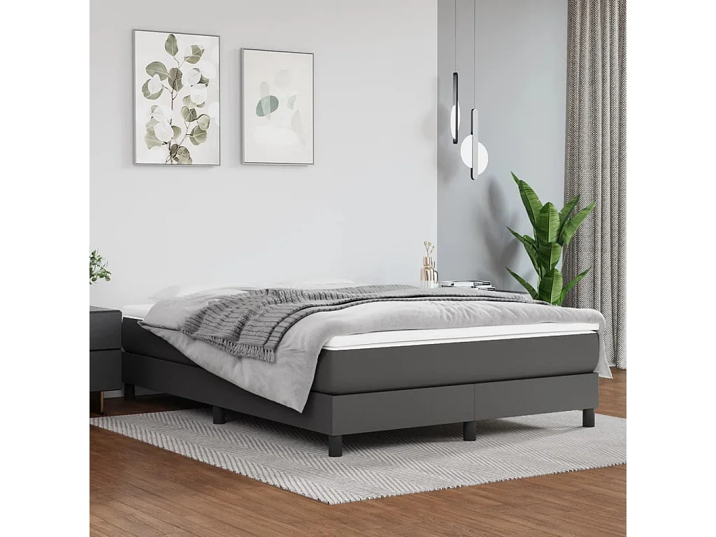 Matelas de lit à ressorts ensachés Gris 140x200x20cm Similicuir FR85342