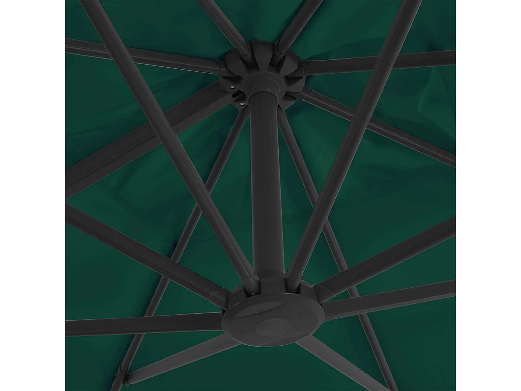Sombrilla voladiza con poste de aluminio verde 300x300 cm ES790921